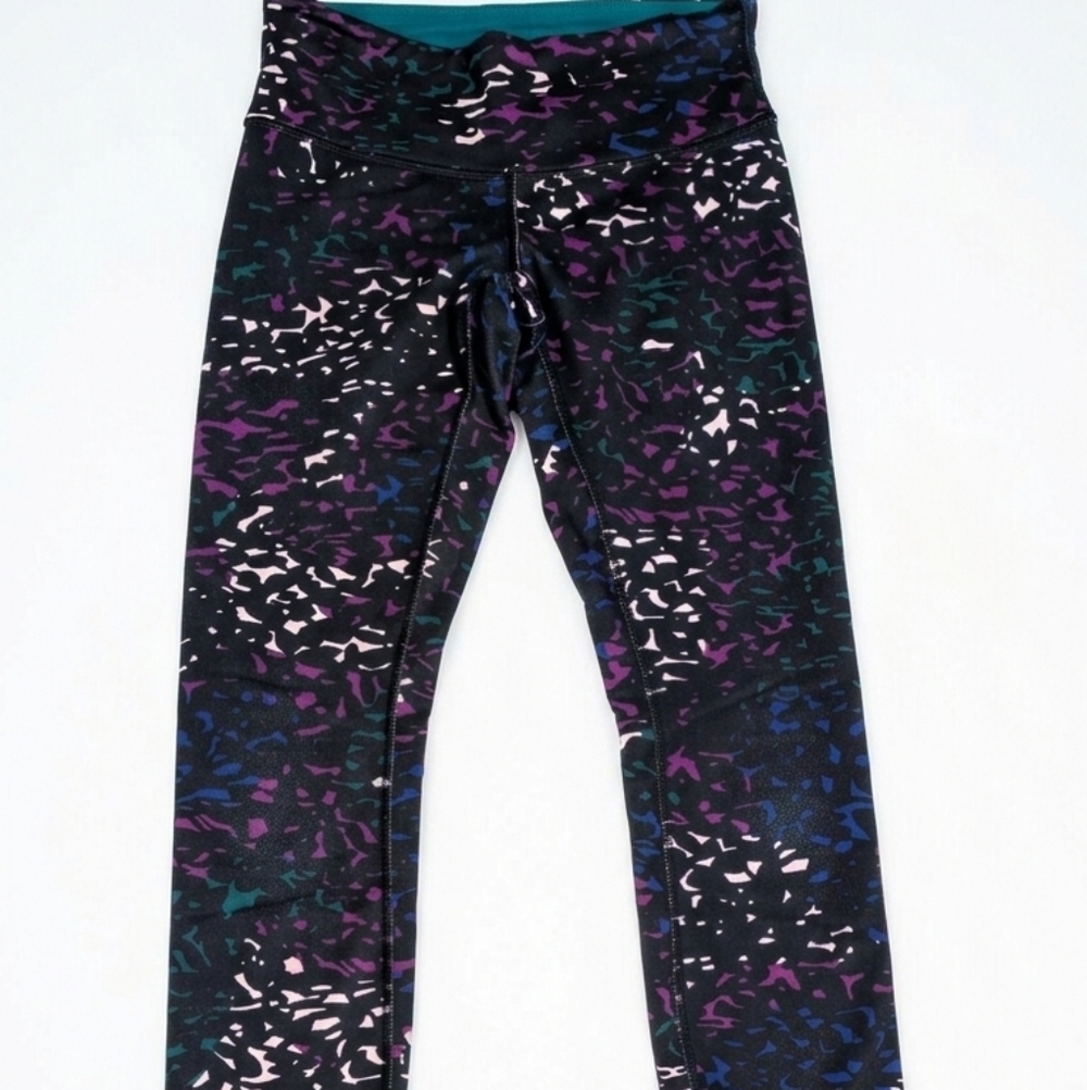 Lululemon Wunder Under High-Rise Leggings Size 4 Abstract Purple Teal 30" Inseam